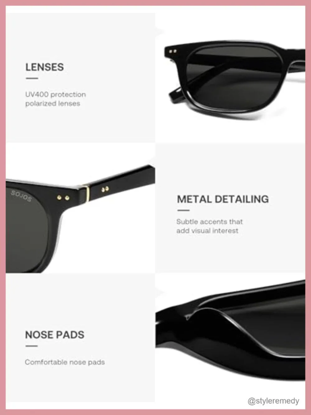 Vintage Square Polarized Sunglasses UV Protection Retro SJ2631
